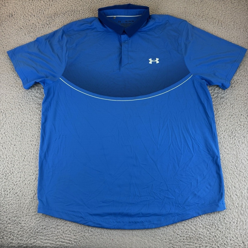 Under Armour The ISO-Chill Polo Shirt Blue Loose Fit Mens Golf Xl